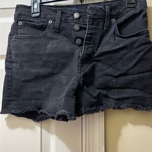J.Crew Womens High Rise Button Fly Denim Shorts Black  Size 27